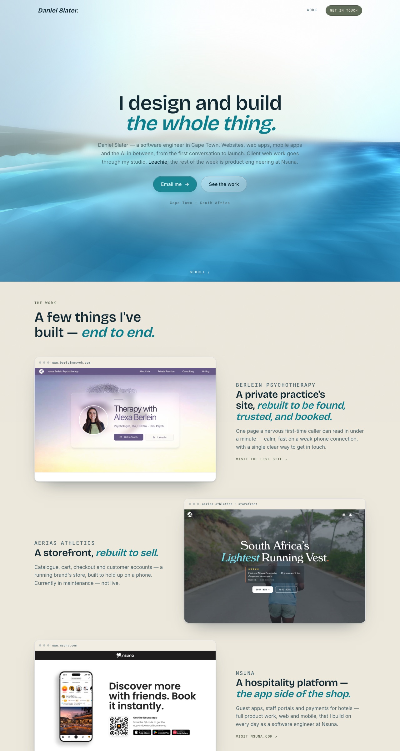 danielslater.dev — Daniel Slater’s personal site, top to bottom